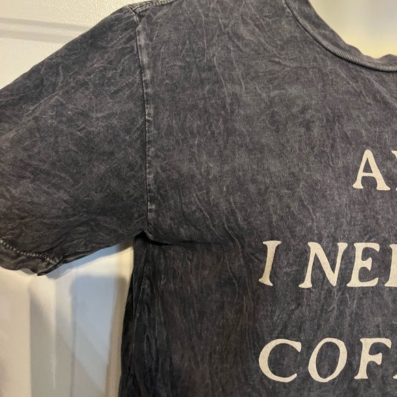 Black Graphic Tee with Coffee and Dog Design - Picture 4 of 5